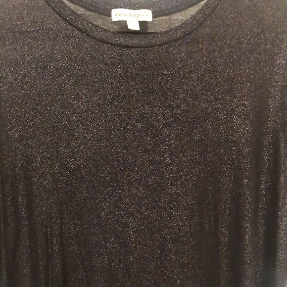 Shimmery Black Trumpet Sleeve Blouse - Picture 3 of 7